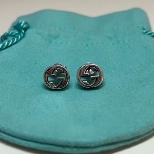 Gucci Silver Interlocking G Stud Earrings